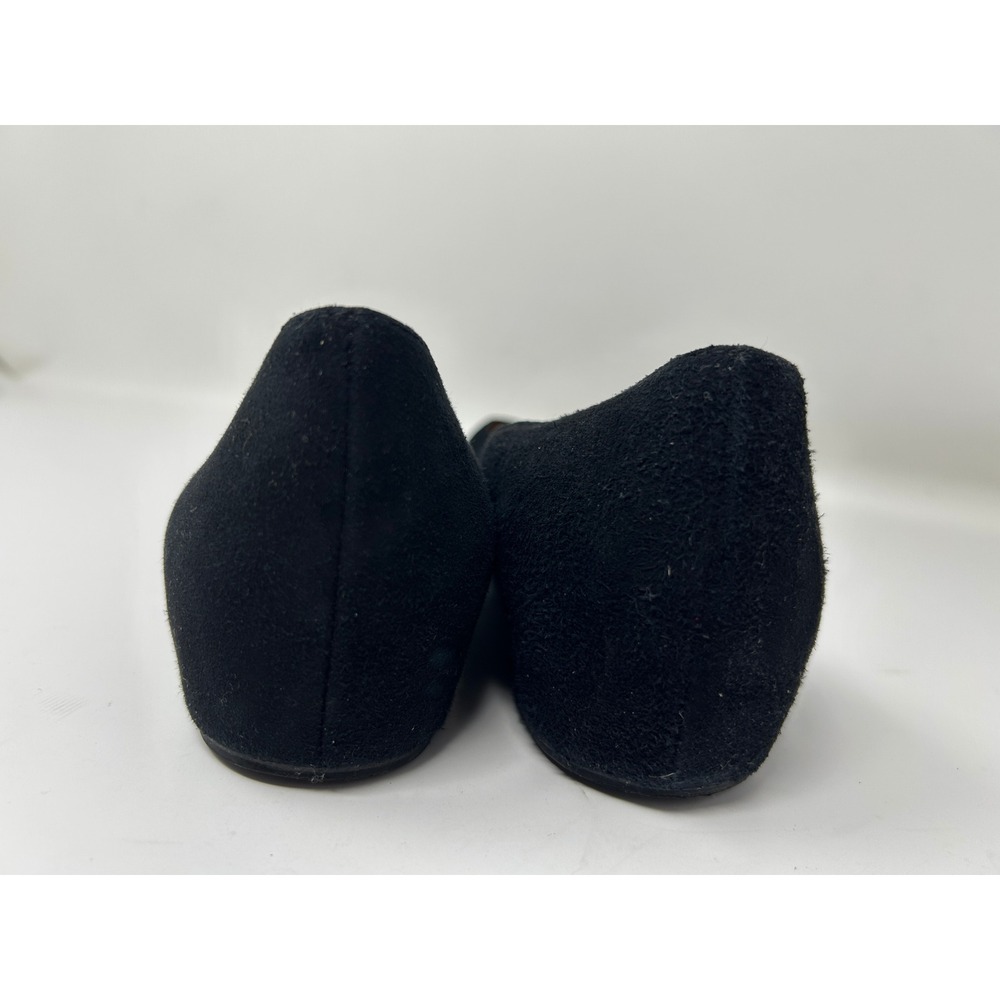 Aquatalia Black Suede Wedge Flats Made in Italy Womens Size 6.5 Almond Toe - Picture 7 of 9